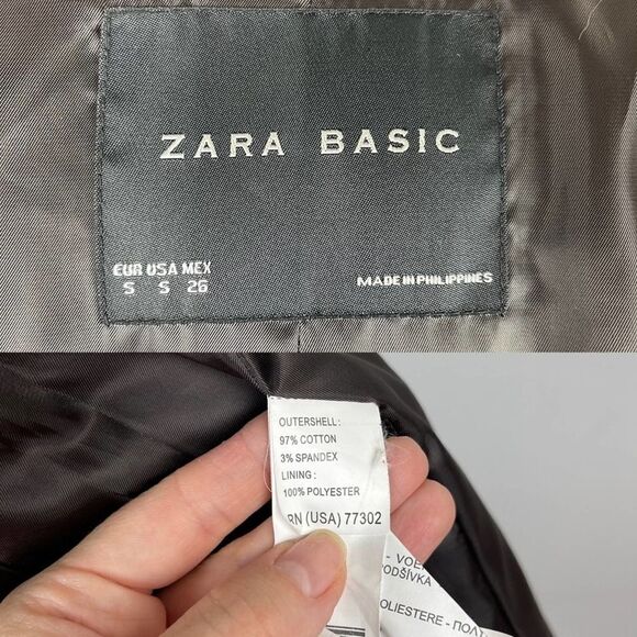 Zara Double Breasted Pleated Trench Coat Jacket Dark Brown Size Small Office Job - Picture 13 of 15